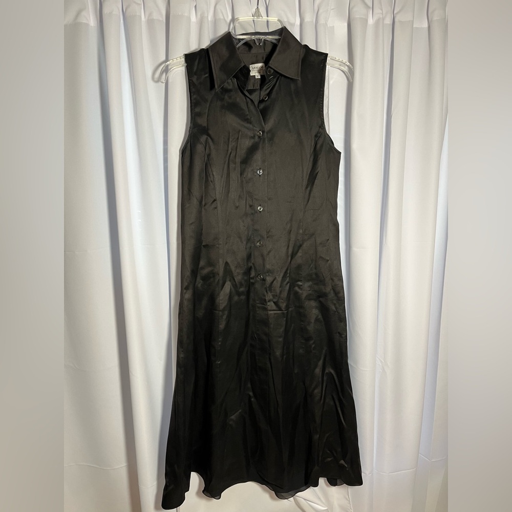 Women’s ARMANI COLLEZIONI Black Sleeveless Shirt Dress w/Slip Sz 8